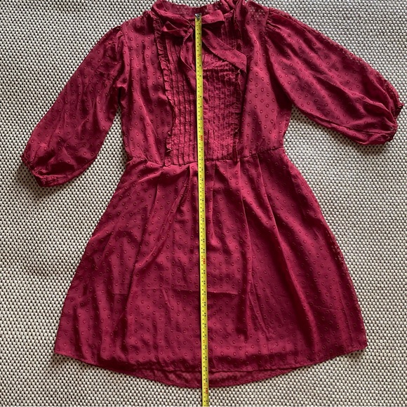 a new day Red A-line Above the Knee Sheer Holiday Dress Size Medium - Picture 8 of 8